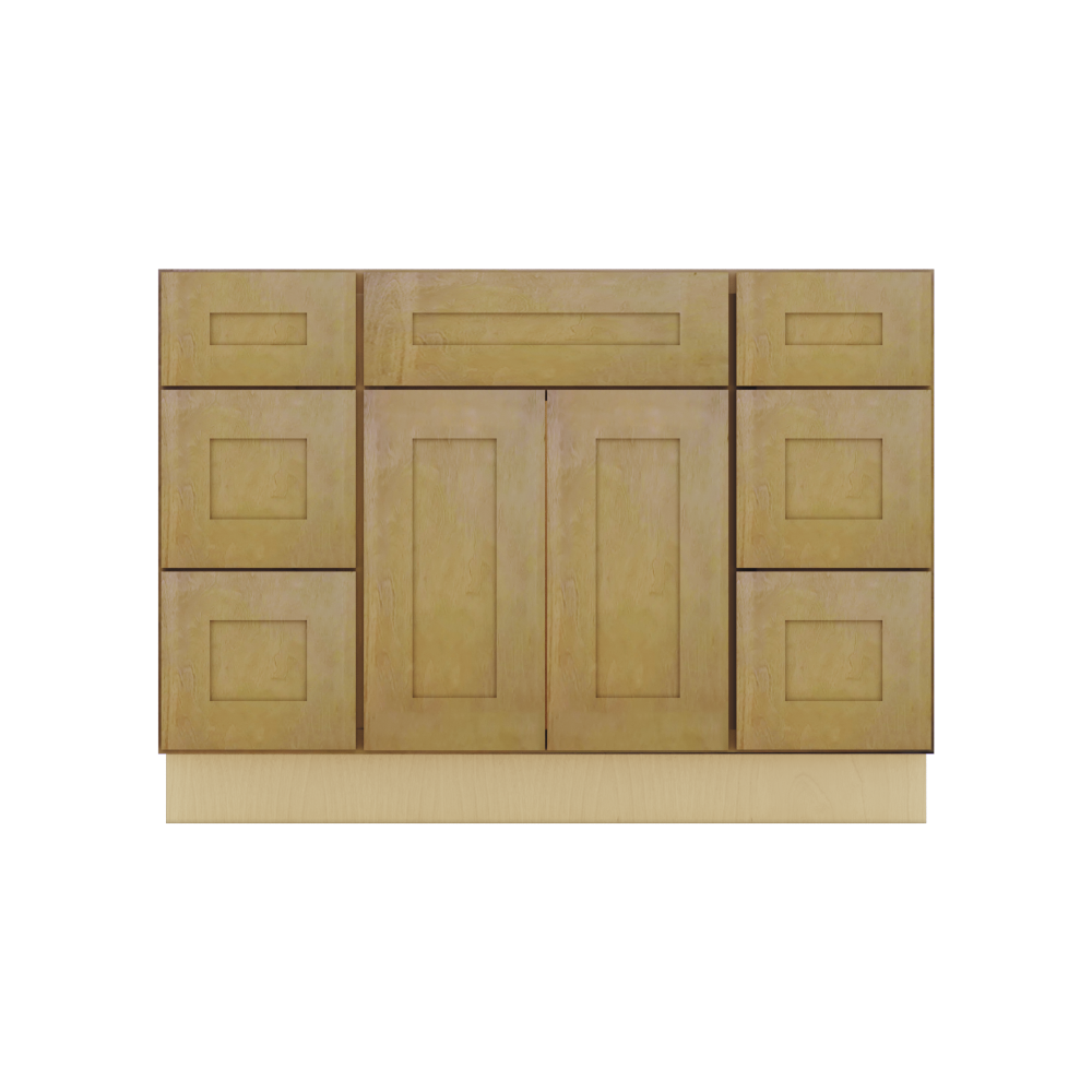 Modernform Cabinet Natural Shaker 48" W X 34 1/2" H X 21" D Combo Cabinet 2 Doors/6 Drawers/1 False Front